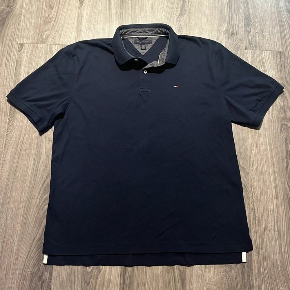 Tommy Hilfiger Men's Navy Blue Classic Flag Logo Polo Shirt Size XXL